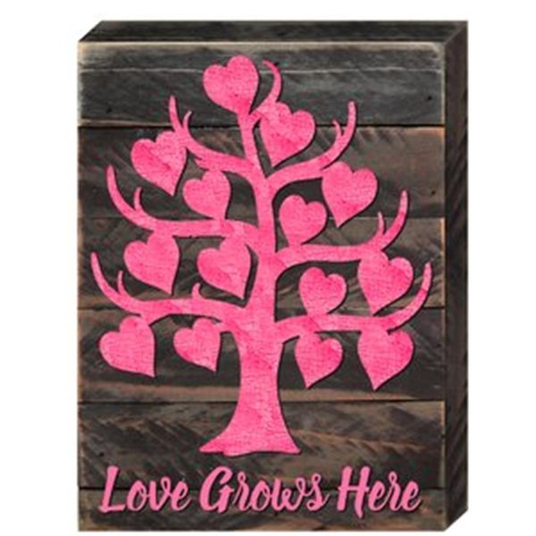Designocracy Love Grows Here Tree Art on Board Wall Decor 9873912